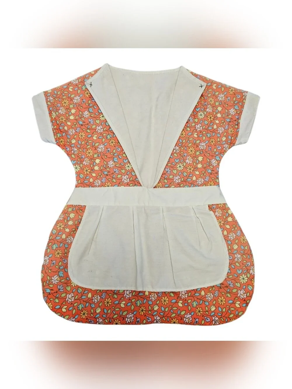 Vintage Floral Dress With Apron Clothespin Bag Holder